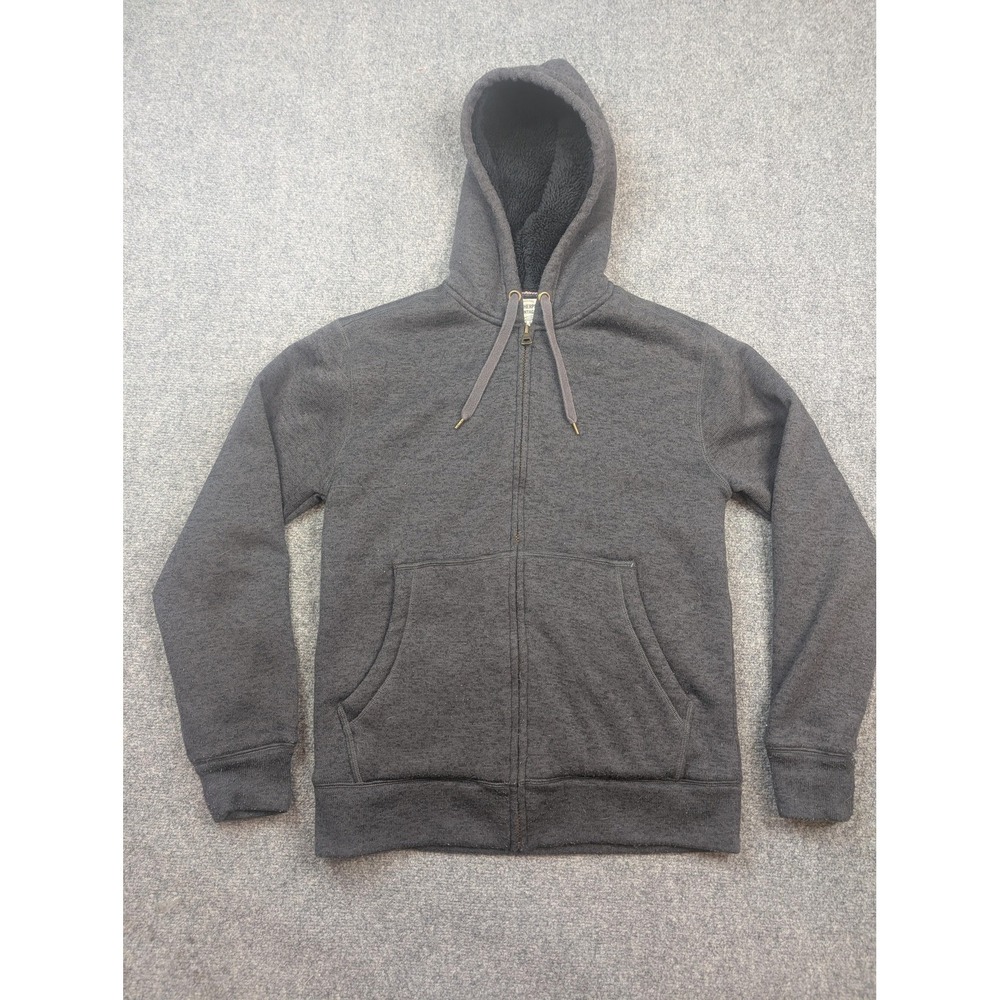 Weatherproof Vintage Hoodie Mens Small Heather Gray Sherpa Lined Full Zip Fleece